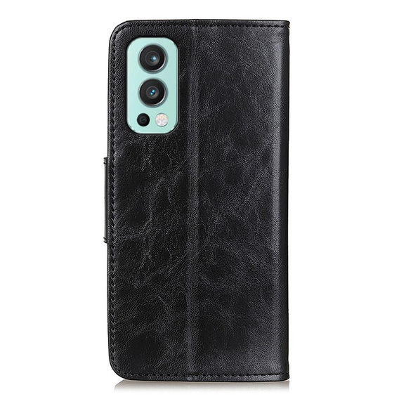 Калъф с капак за OnePlus Nord 2 5G, Split Leather Wallet, черен