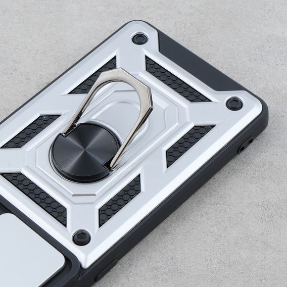 Брониран калъф за Motorola Edge 40, CamShield Slide, сребърен
