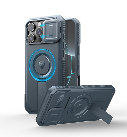 Брониран калъф за iPhone 16 Pro Max, Dexnor CamProtect MagSafe, тъмносин 