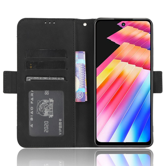 Калъф с капак за Infinix Hot 30, Card Slot, черен