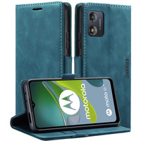 Калъф за Motorola Moto E13 4G, ERBORD Vintage, портфейл с капак, син