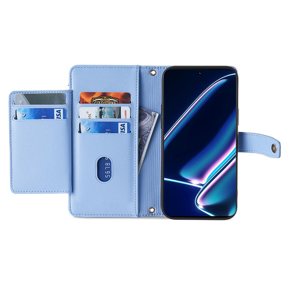 Калъф с капак за Realme 11 Pro 5G / Pro+ 5G, Wallet Zipper Pocket, син