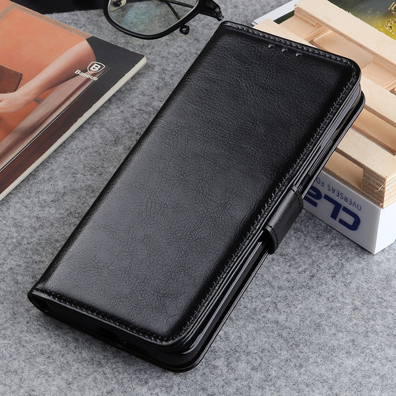 Калъф с капак за Xiaomi 11T / 11T Pro, Crazy Horse Wallet, черен