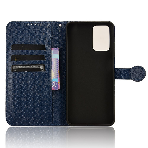 Калъф с капак за Motorola Moto G24 / G24 Power / G04, Wallet Rhombus, син