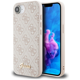 Калъфи GUESS за iPhone 16E, 4G Metal Gold Logo, розов