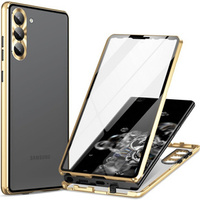 Калъфът за Samsung Galaxy S23, Magnetic Dual Glass, златен