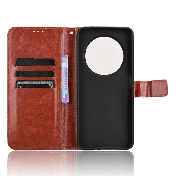 Калъф с капак за Xiaomi Redmi 14C / Xiaomi Poco C75, Crazy Horse Wallet, кафяв