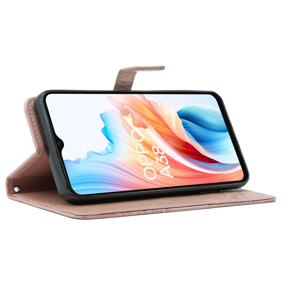 Калъф с капак за Oppo A38 4G / Oppo A18 4G, Mandala, розов rose gold