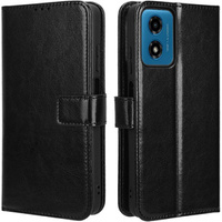 Калъф с капак за Motorola Moto E14, Crazy Horse Wallet, черен