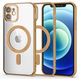 Калъф за iPhone 12, Electro MagSafe, златен + стъкло за екран