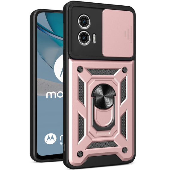 Брониран калъф за Motorola Moto G53 5G, CamShield Slide, розов rose gold