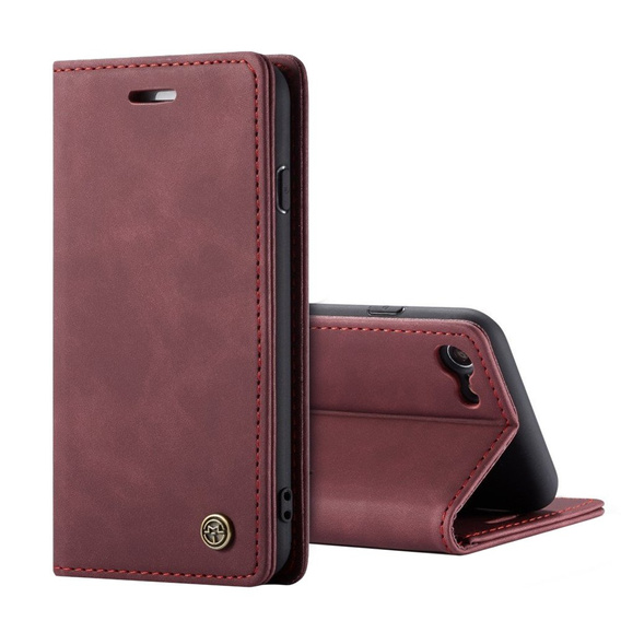 CASEME калъф за iPhone 7/8/SE 2020/SE 2022, Leather Wallet Case, бордо