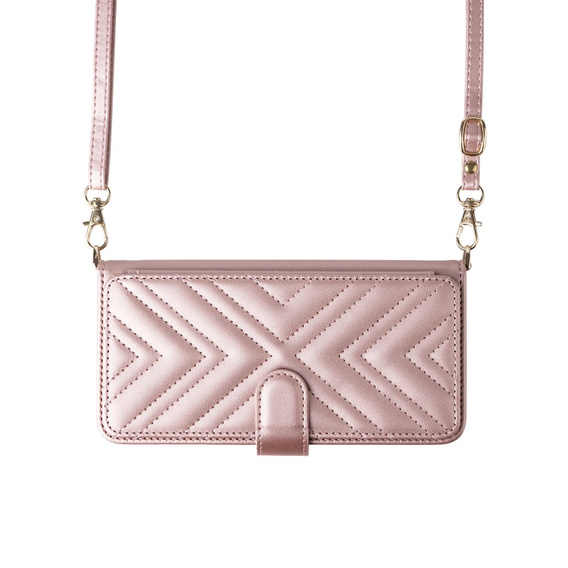 Кожен калъф за Xiaomi Poco M7 Pro 5G, Crossbody Leather Wallet, розов