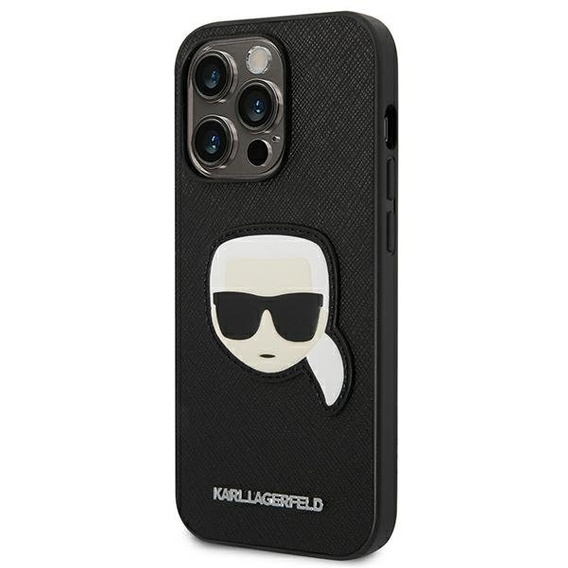 Калъфи Karl Lagerfeld за iPhone 14 Pro Max, Saffiano Karl's Head Patch, черен