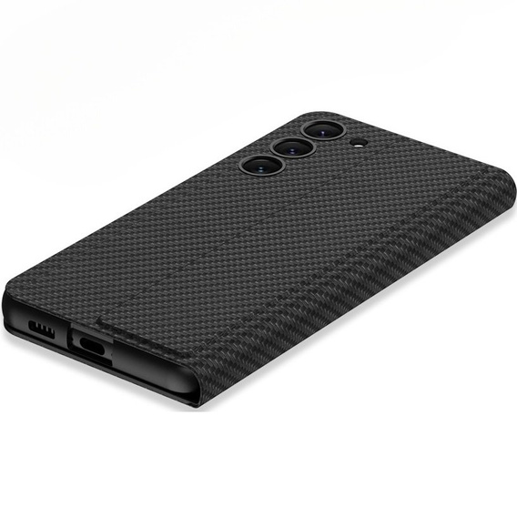 Калъф с капак за Samsung Galaxy S23, GKK Leather, carbon черен