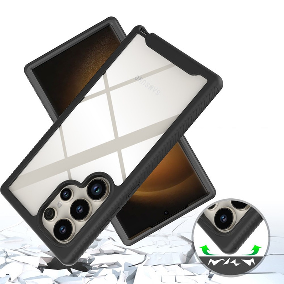 Калъф за Samsung Galaxy S24 Ultra, Shockproof, с фолио, черен