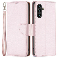 Калъф с капак за Samsung Galaxy A55 5G, Wallet Litchi Leather, розов