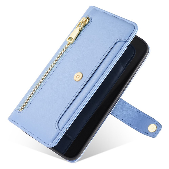 Калъф с капак за Oppo A38 / A18 4G, Wallet Zipper Pocket, син