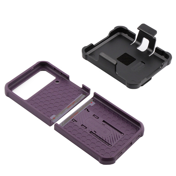 брониран калъф за Samsung Galaxy Z Flip 4 5G, Dexnor Clip Holder, лилав