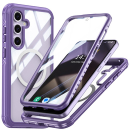 Калъф за Samsung Galaxy S25+ Plus, Shockpoof, със стъкло, за MagSafe, лилав