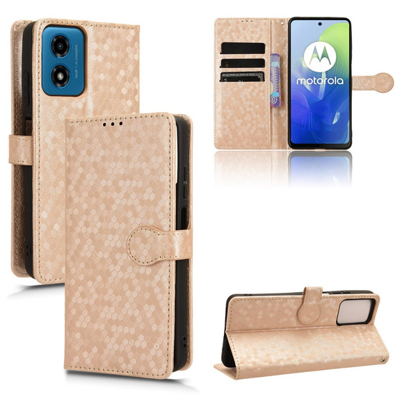 Калъф с капак за Motorola Moto G24 / G24 Power / G04, Wallet Rhombus, розов