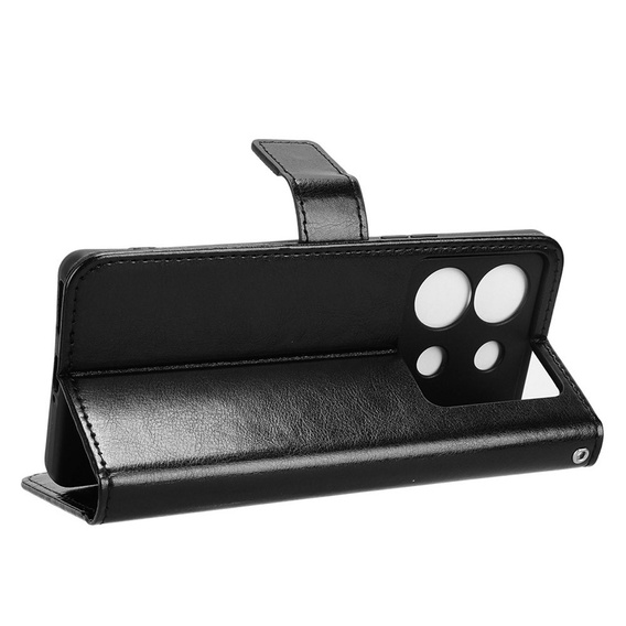Калъф с капак за Infinix Zero 30 5G, Crazy Horse Wallet, черен