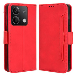 Калъф с капак за Xiaomi Redmi Note 13 5G, Card Slot, червен