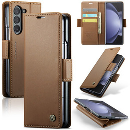Калъфът CASEME за Samsung Galaxy Z Fold6 5G, Litchi Wallet, кафяв