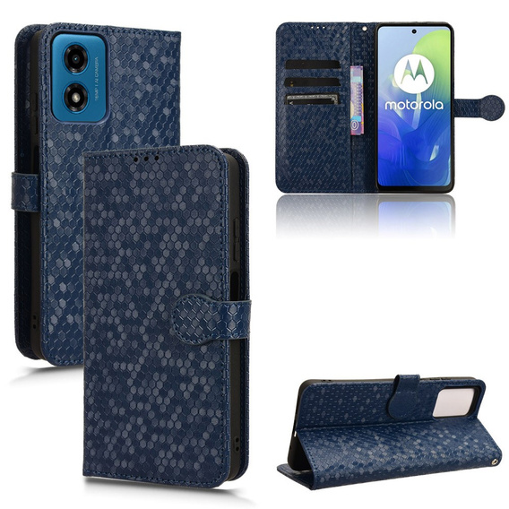 Калъф с капак за Motorola Moto G24 / G24 Power / G04, Wallet Rhombus, син