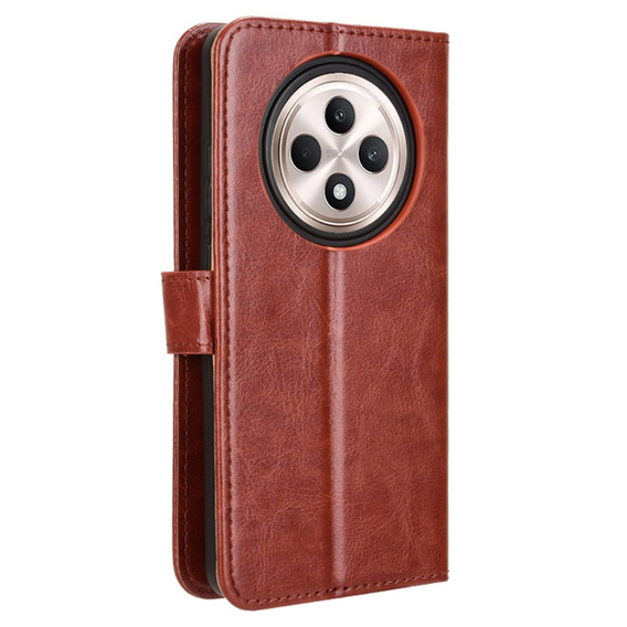 Калъф с капак за Oppo Reno 12FS / 12F, Crazy Horse Wallet, кафяв