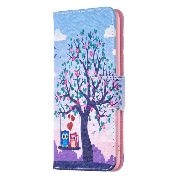 Калъф с капак за Xiaomi Redmi Note 13 5G, Wallet, Owls & Tree син