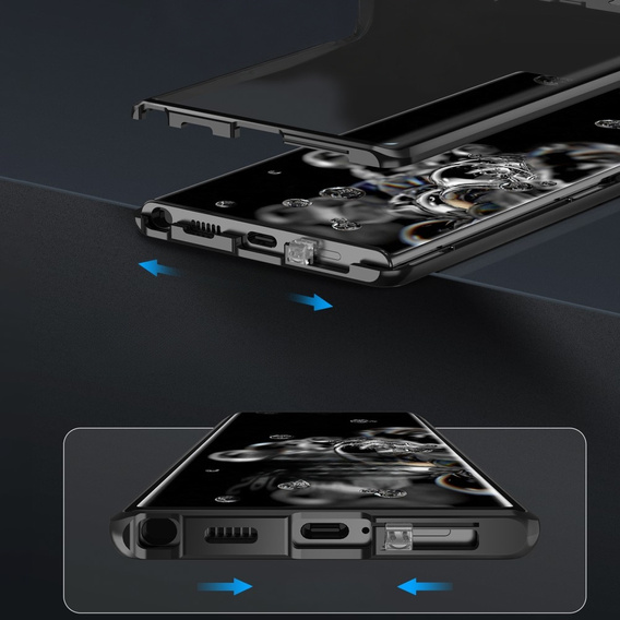 Магнитен калъф с двойно стъкло MagSafe за Samsung Galaxy S24+ Plus, черен