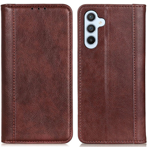 Калъфи за Samsung Galaxy S24, Wallet Litchi Leather, кафяв