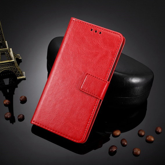 Калъф с капак за Realme GT Neo 3, Crazy Horse Wallet, червен