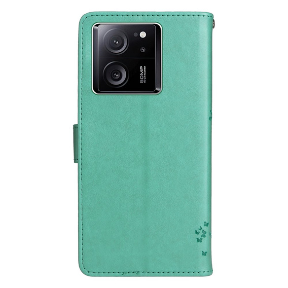 Калъф с капак за Xiaomi 13T / 13T Pro, дърво, зелен