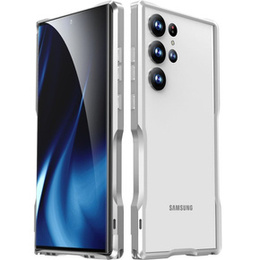 Калъфът LUPHIE за Samsung Galaxy S23 Ultra, Armor Bumper, сребърен