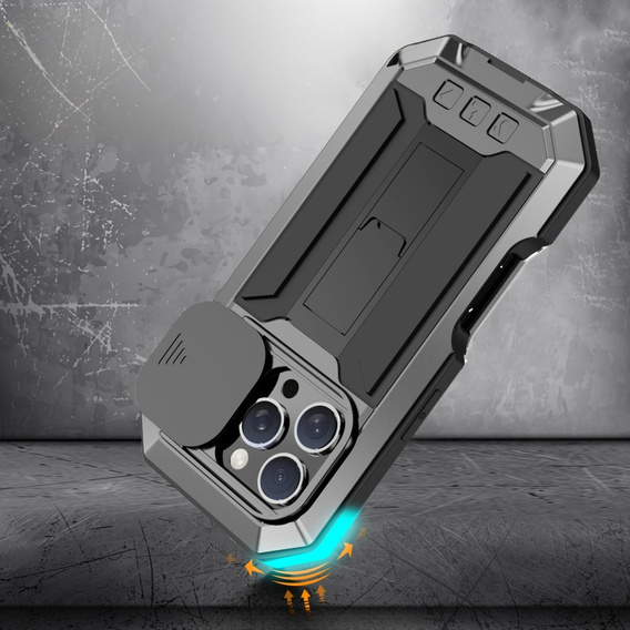 Калъф за iPhone 16 Pro, R-JUST CamShield Slide, брониран, черен