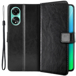 Калъф с капак за Oppo A98 5G, Crazy Horse Wallet, черен