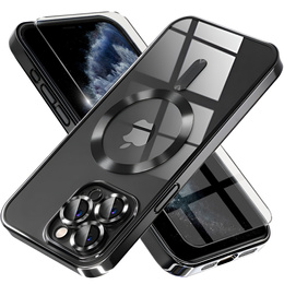 Калъф за iPhone 11 Pro Max, Electro MagSafe, черен + стъкло за екран