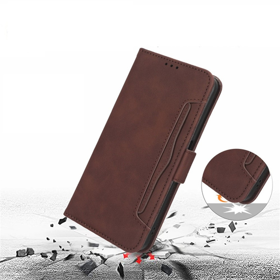 Калъф с капак за Infinix Hot 30, Card Slot, кафяв