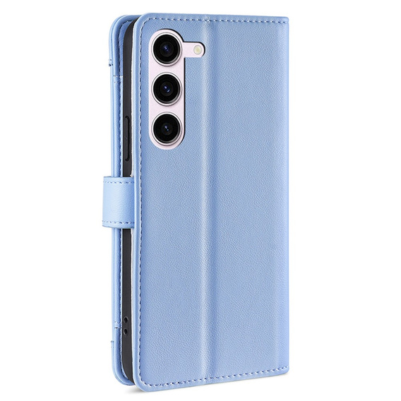 Калъф с капак за Samsung Galaxy S23, Wallet Zipper Pocket, син