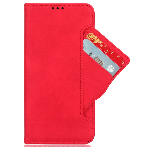 Калъф с капак за OnePlus 12 5G, Card Slot, червен