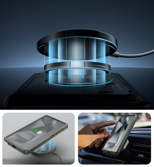 Брониран калъф за Samsung Galaxy S25 Ultra, Dexnor CamProtect MagSafe, зелен (Две рамки)