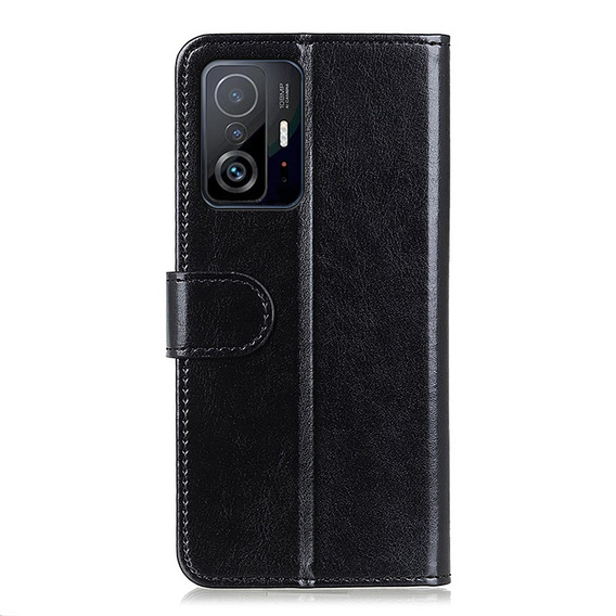 Калъф с капак за Xiaomi 11T / 11T Pro, Crazy Horse Wallet, черен