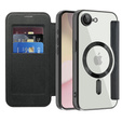 Калъф с капак за iPhone 16E, RFID Wallet MagSafe CamShield, черен