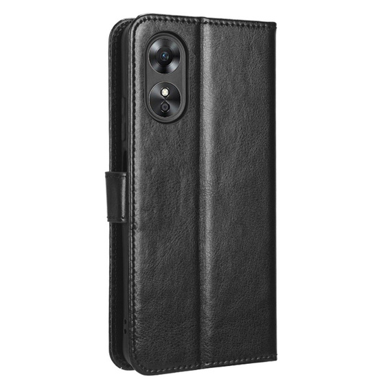 Калъф с капак за Oppo A17, Crazy Horse Wallet, черен