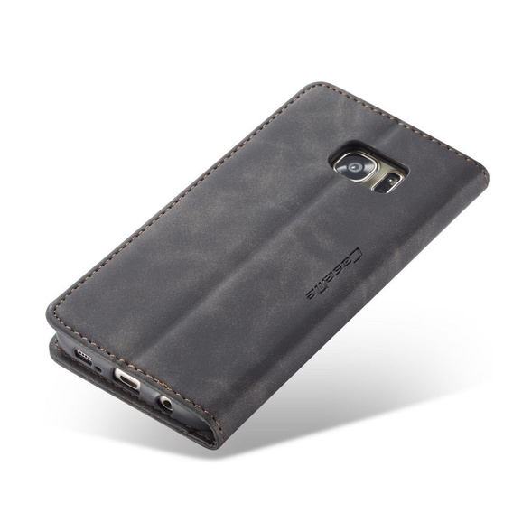 CASEME калъф за Samsung Galaxy S7 Edge, Leather Wallet Case, черен