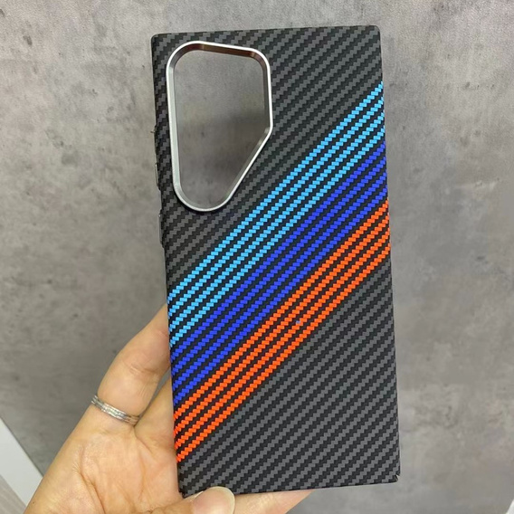 Калъфът за Samsung Galaxy S24 Ultra, Carbon Fiber MagSafe, тъмносин