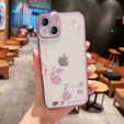 Калъф за iPhone 15, Glitter Flower, лилав