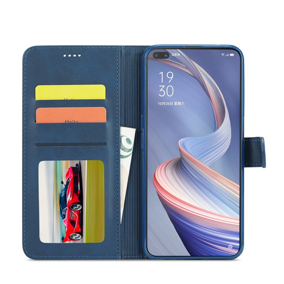 Калъф с капак за Oppo Reno 4 Z 5G, LC.IMEEKE, син